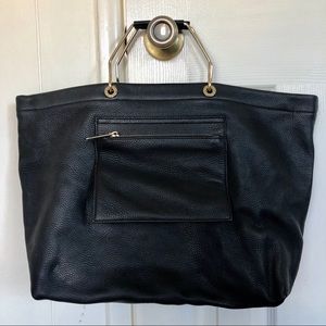& Other Stories Large Black Leather Bag
